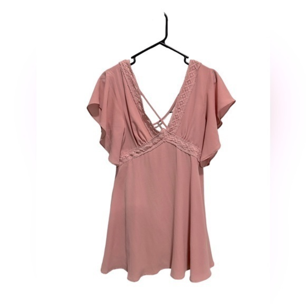 Essue V neck‎ Cross Back Pink Dress Size S